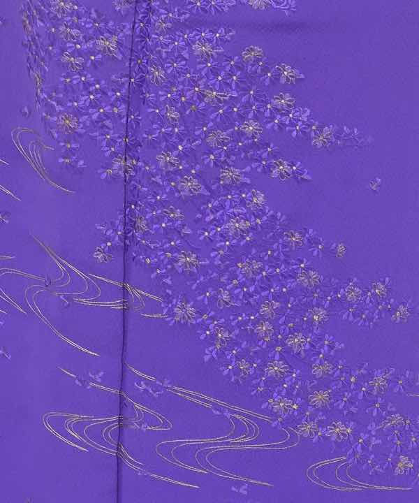 訪問着レンタル | 正絹 紫色に花の刺繍