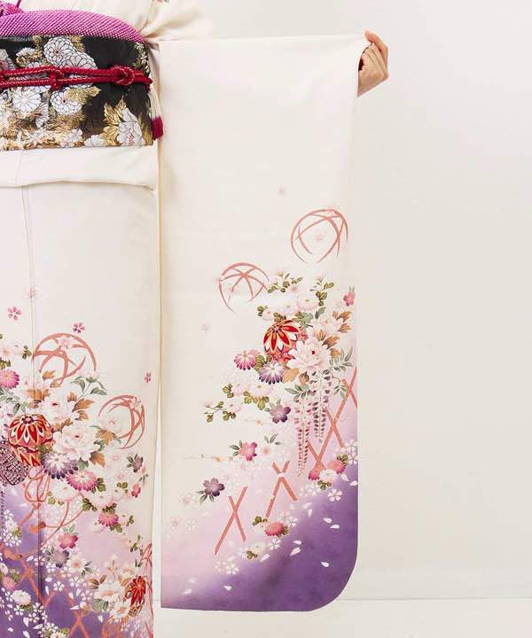 振袖レンタル | 桜と藤色のぼかし