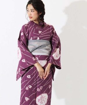 浴衣 | 【kansai】古代紫に鹿の子柄と絞り