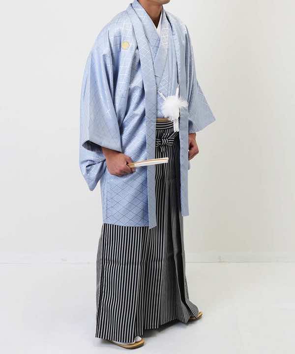 男性用 羽織袴レンタル | ライトブルーの羽織に仙台平