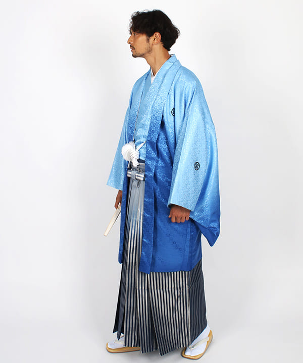 男性用 羽織袴レンタル | 水色暈しの吉祥文羽織と水色暈し袴