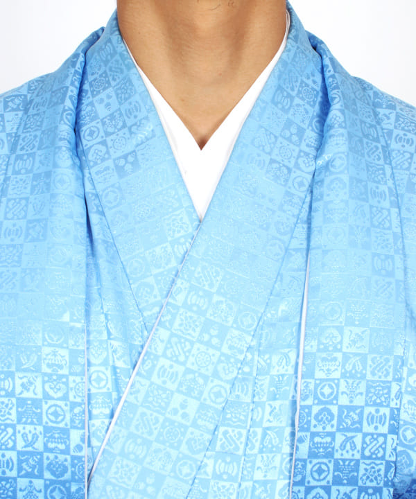 男性用 羽織袴レンタル | 水色暈しの吉祥文羽織と水色暈し袴