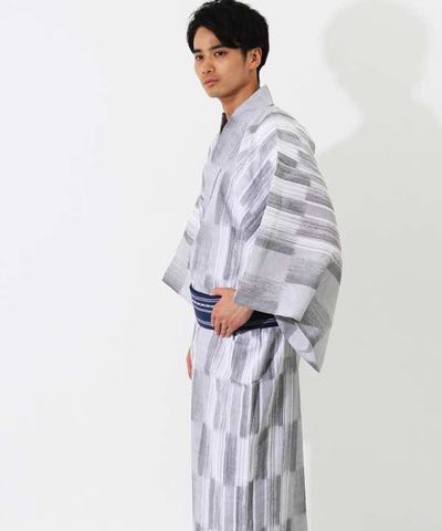 浴衣 | 【JUNKO KOSHINO】掠れグレーのタイル模様
