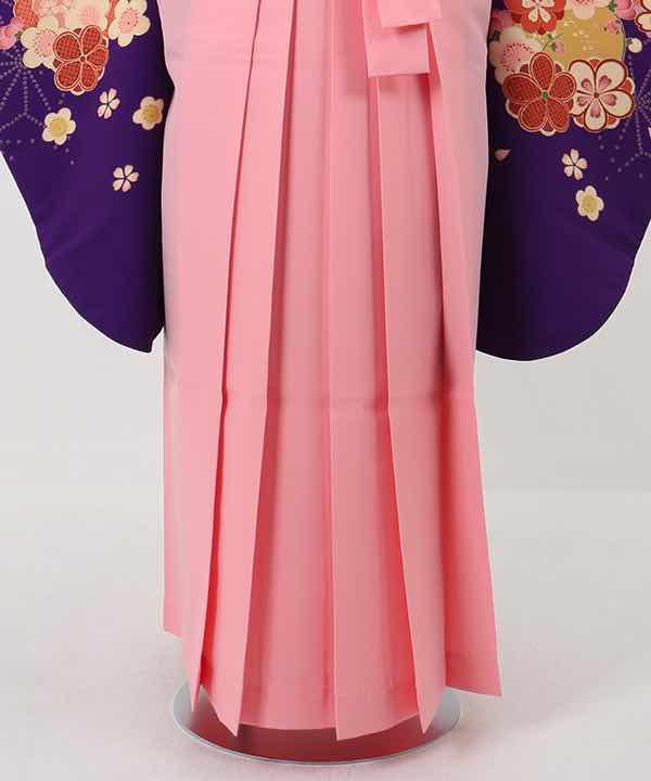 卒業式袴(小学生用)レンタル | 紫地に花丸文と麻の葉文様 薄ピンク袴