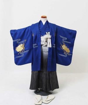 七五三(五歳)レンタル | 青菱紋入り 金のカブトムシ刺繍