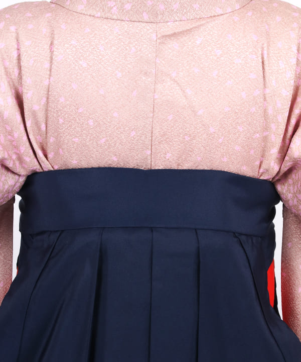 卒業式袴レンタル | スモーキーピンクに散り桜 濃紺無地袴