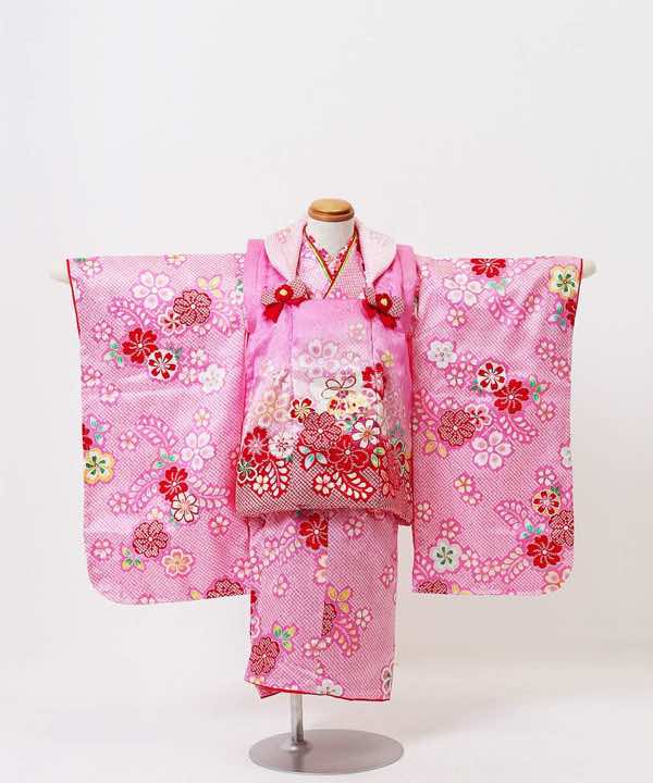 七五三(三歳)レンタル | 正絹【kawaiina】かのこ毬に桜 ピンク×ピンク