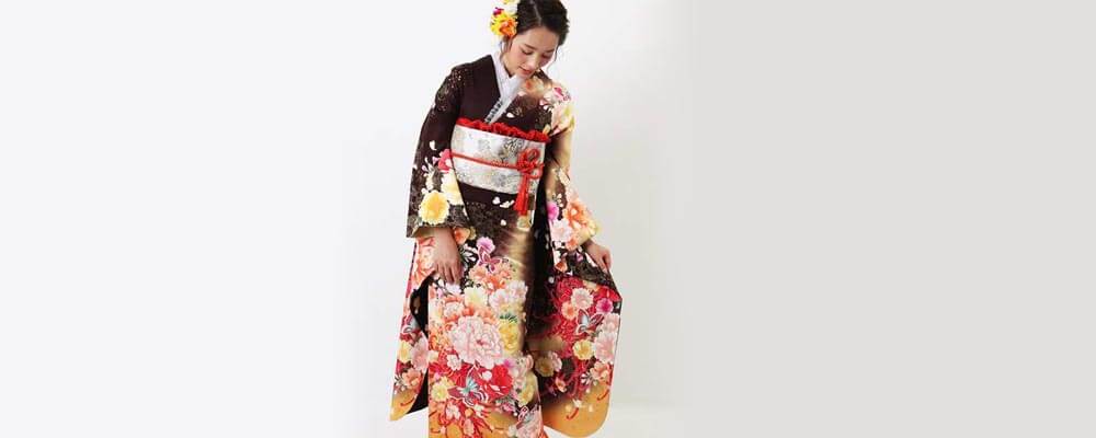 楽天市場】【成人式 振袖 レンタル】RS2015 正絹 赤茶 花丸文