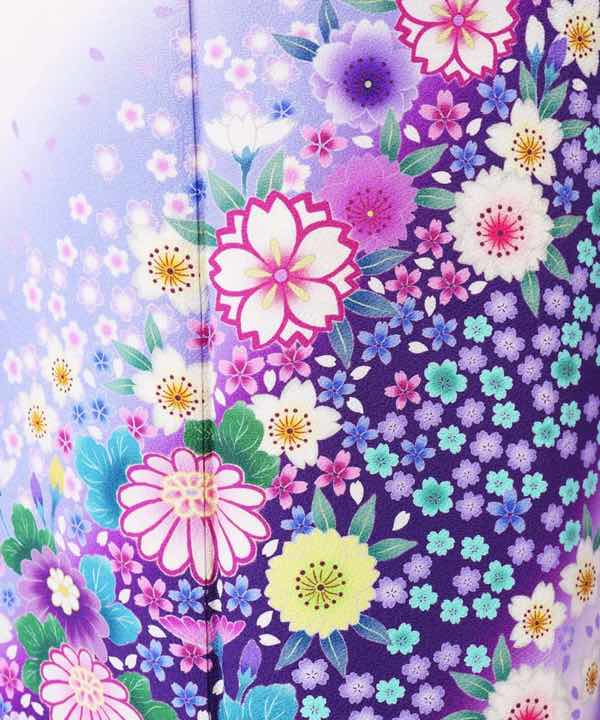 振袖レンタル | クリーム色と紫色地に桜模様