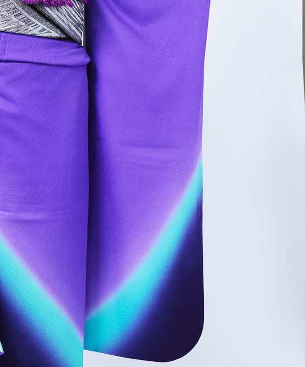 振袖レンタル | 紫色にペパーミントグリーンのぼかし