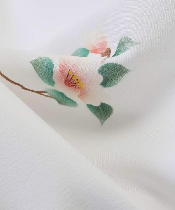単衣レンタル | 訪問着 白地椿の花丸紋にぼかし