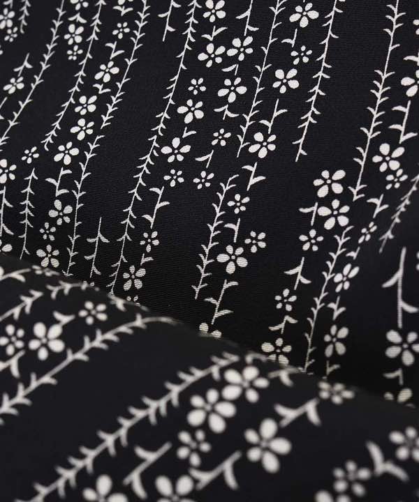 単衣レンタル | 正絹小紋 黒地に小花の蔦模様