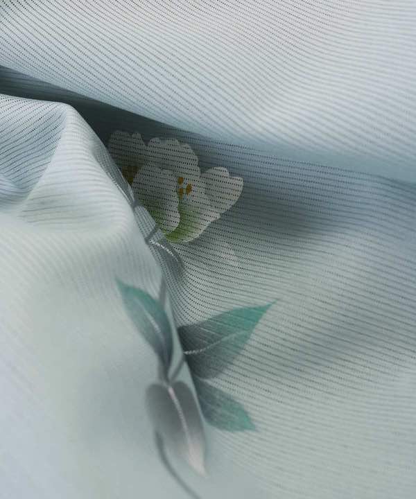 絽レンタル | 訪問着 薄水色椿の花