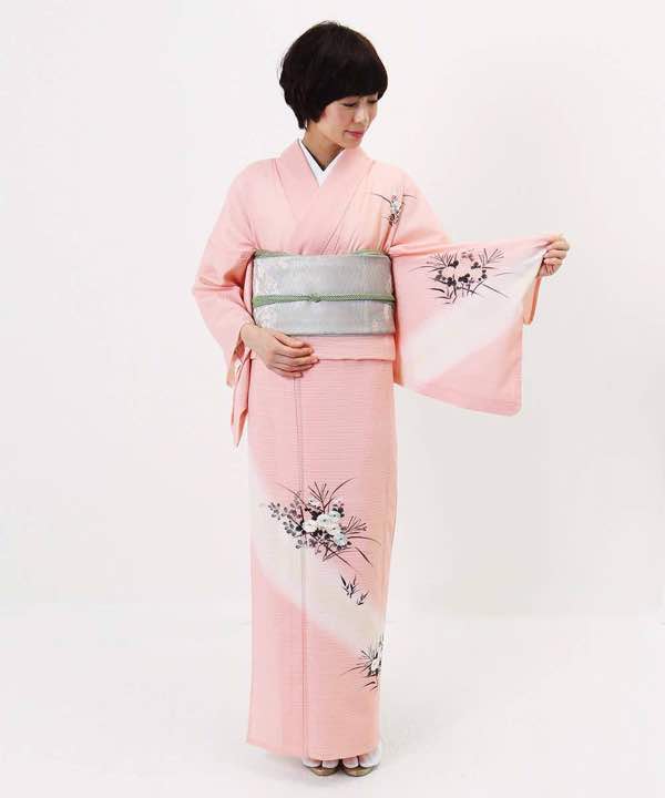 絽レンタル | 訪問着 薄ピンク色 刺繍の菊 | hataori(ハタオリ)