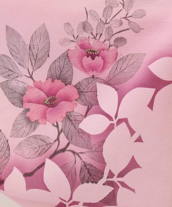 絽レンタル | 正絹訪問着 ピンク地鮮やかな花模様