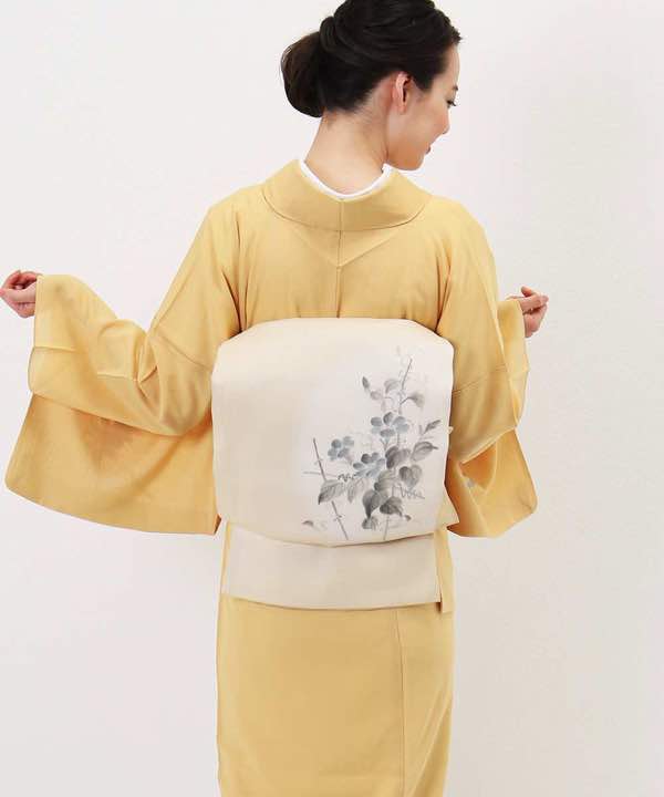 絽レンタル | 正絹訪問着 やわらかい黄色に花模様 | hataori(ハタオリ)