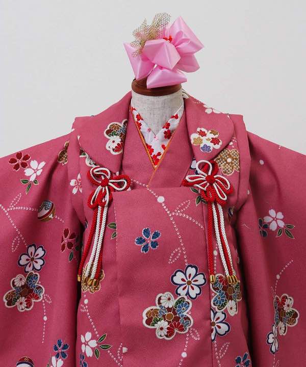 七五三(三歳)レンタル | ピンク地に桜、梅、鈴の模様
