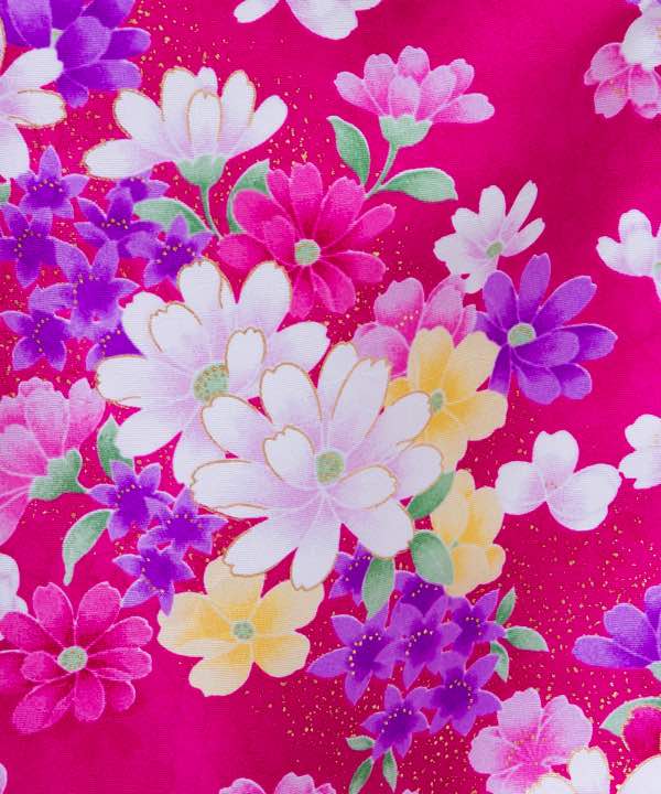七五三(三歳)レンタル | ローズピンク地に桜 花模様の着物