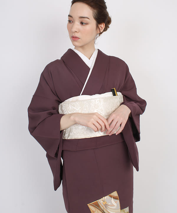オンライン学習 金駒刺繍　鶴模様の色留袖　着物