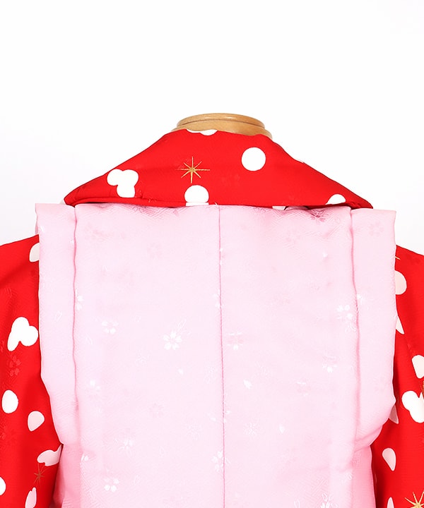 七五三(三歳)レンタル | 【ディズニー】赤地に水玉とミニー ピンク被布