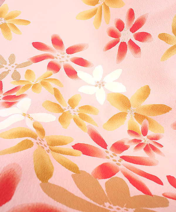 振袖レンタル | ピンク地に三色の花 桜帯