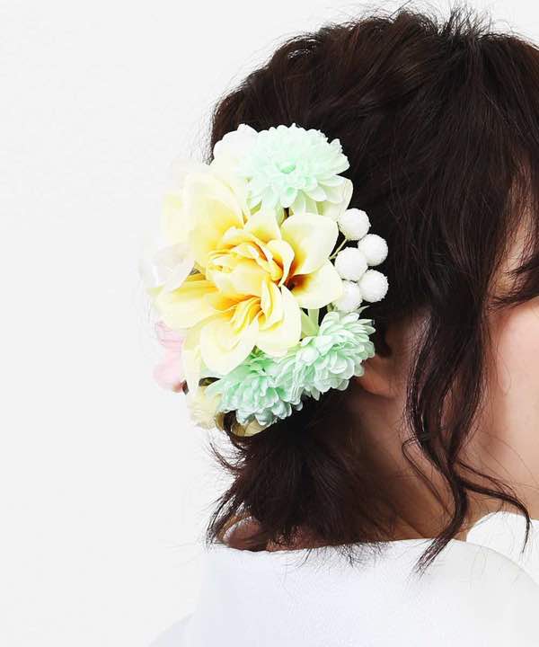 髪飾りレンタル レモンとミントの花飾り Hataori ハタオリ
