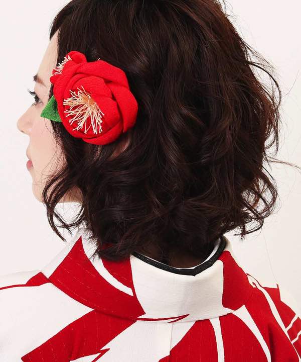髪飾りレンタル | 正絹の赤椿