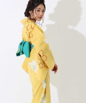 浴衣 | 【JUNKO KOSHINO】黄色地に二色の花
