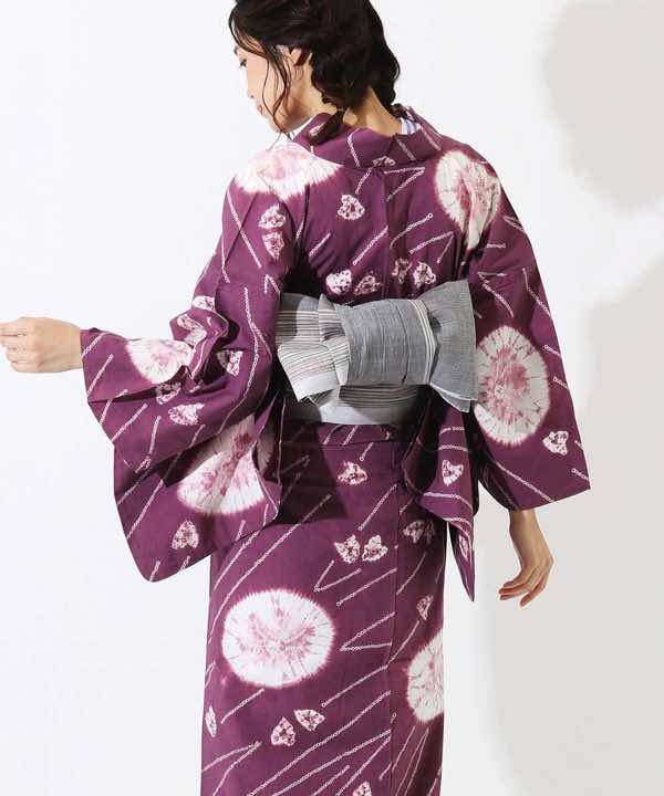 浴衣レンタル | 【kansai】古代紫に鹿の子柄と絞り