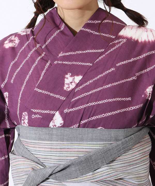 浴衣レンタル | 【kansai】古代紫に鹿の子柄と絞り