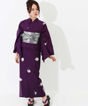 浴衣 | 【JUNKO KOSHINO】紫地に銀の菱文様
