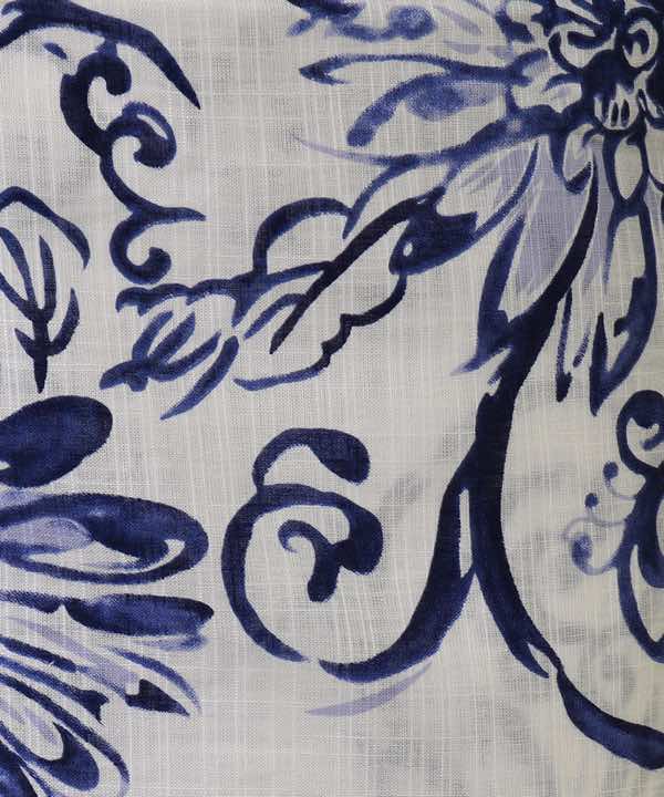 浴衣レンタル | 【龍村美術きもの】白地に紺色の花と蔓文様