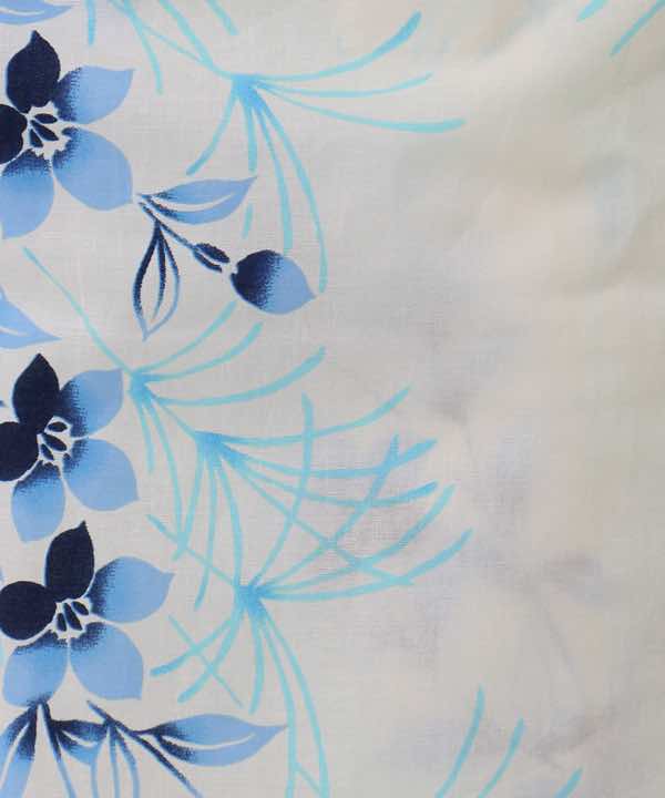 浴衣レンタル | 白地に紺×水色の濃淡の花文様