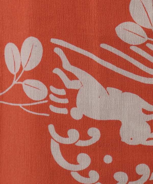 浴衣レンタル | 【風の雅(1926)】オレンジ色地に白色の兎と秋草文様