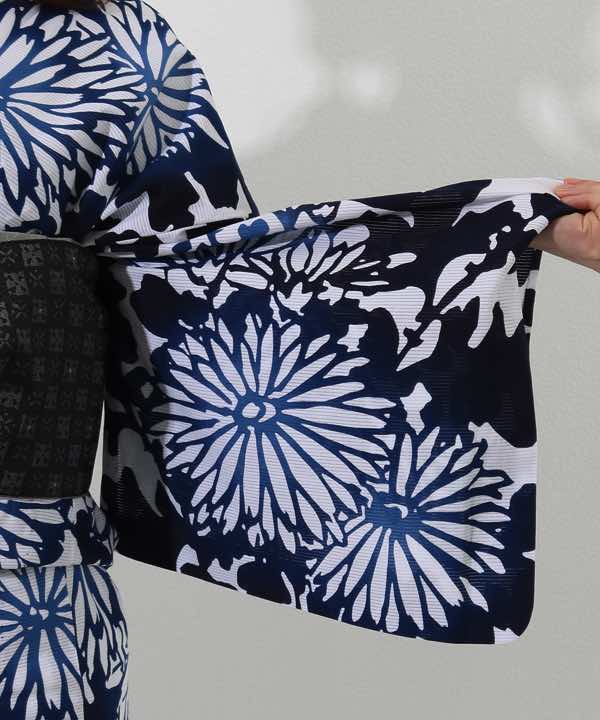 浴衣レンタル | 【IKS COLLECTION】白地に青×紺のグラデーション菊