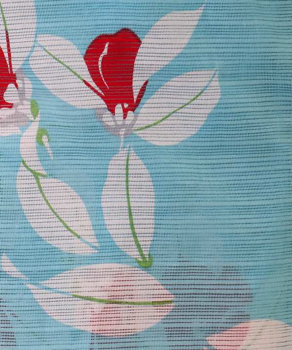 浴衣レンタル | 【IKS COLLECTION】水色地に椿モチーフの赤色花文様