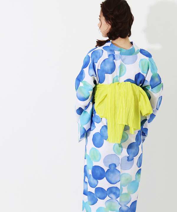 浴衣レンタル | 【IKS COLLECTION】水色×青の水玉文様水彩風