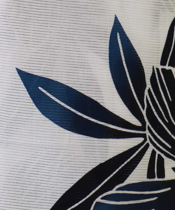 浴衣レンタル | 【IKS COLLECTION】白地に紺色ハイビスカスモチーフの花文様