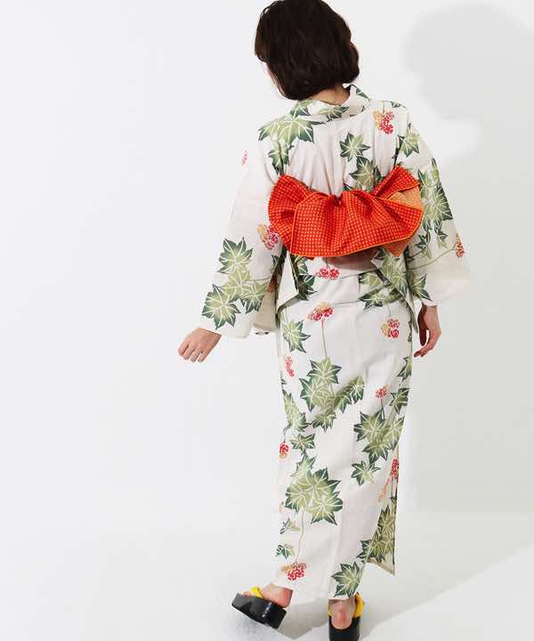 浴衣レンタル | 【IKS COLLECTION】緑のグラデーション蔦文様とれんげ草モチーフの花