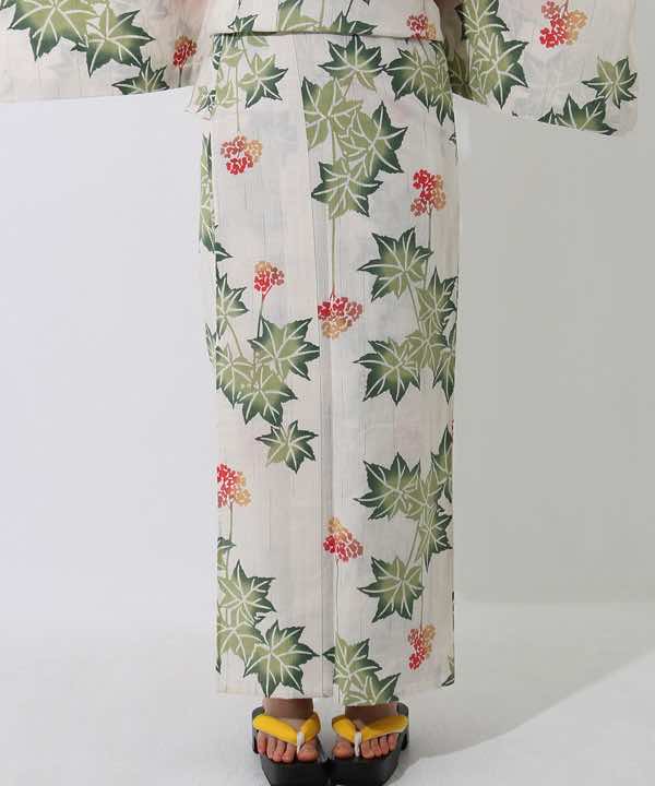 浴衣レンタル | 【IKS COLLECTION】緑のグラデーション蔦文様とれんげ草モチーフの花