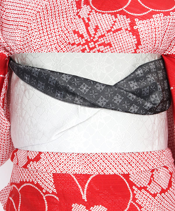 浴衣 |【JUNKO KOSHINO】赤色絞り調梅文