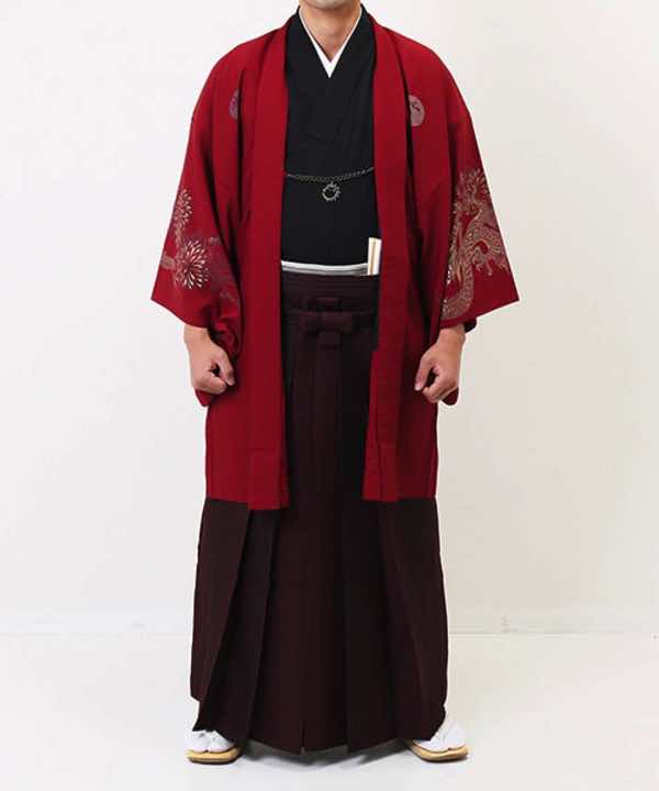 男性用 羽織袴レンタル | 臙脂に龍の羽織 | hataori(ハタオリ)