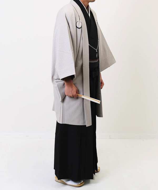 男性用 羽織袴レンタル | ライトグレーの縞羽織