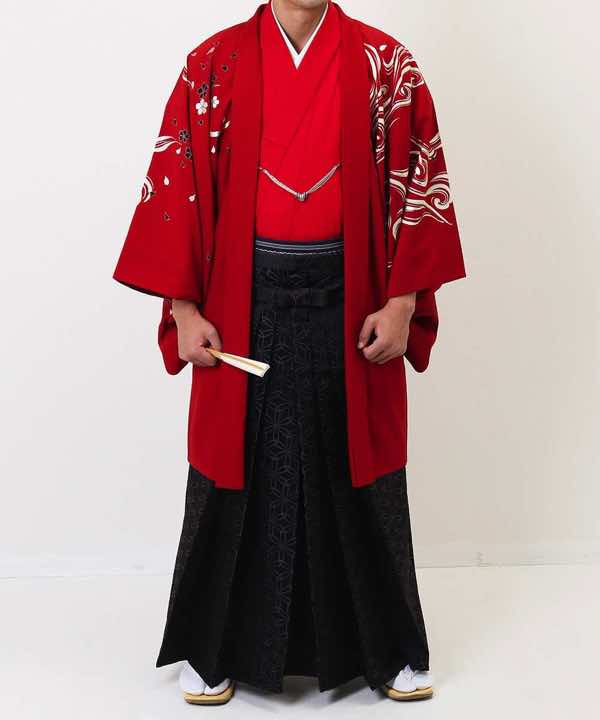 男性用 羽織袴レンタル | 赤の虎紋様羽織 | hataori(ハタオリ)