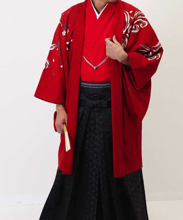 男性用 羽織袴レンタル 赤の虎紋様羽織 hataori(ハタオリ)