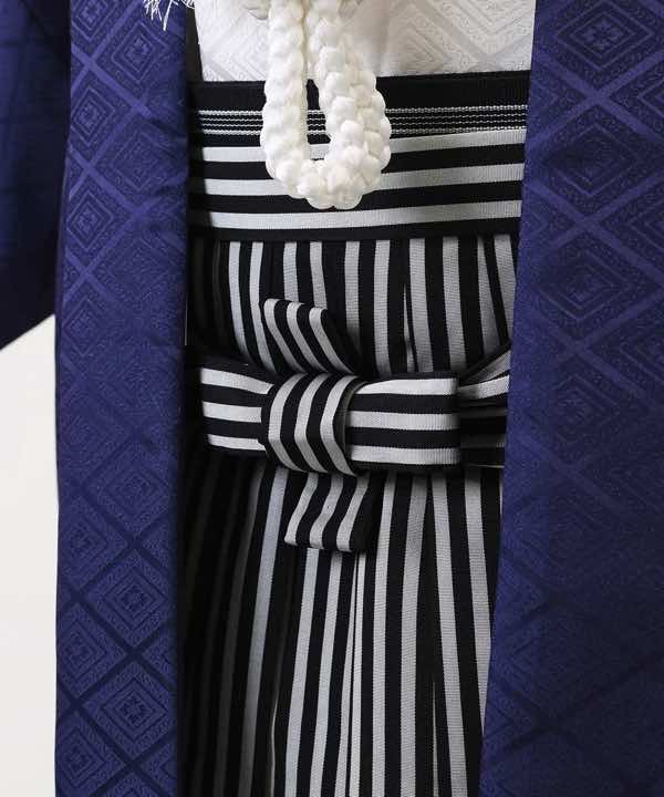 男性用 羽織袴レンタル | 白と青のぼかし羽織に縞袴