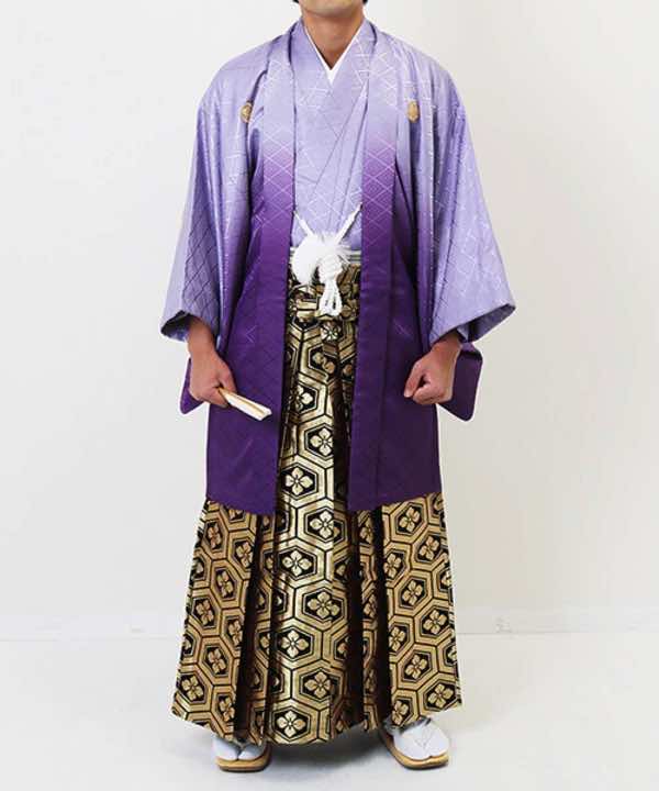 男性用 羽織袴レンタル | 紫ぼかし羽織に亀甲紋袴 | hataori(ハタオリ)