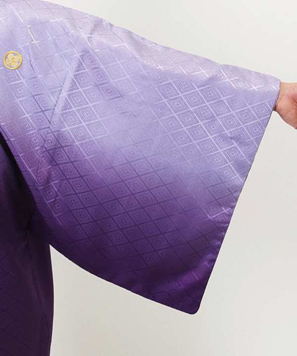 男性用 羽織袴レンタル | 紫ぼかし羽織に亀甲紋袴