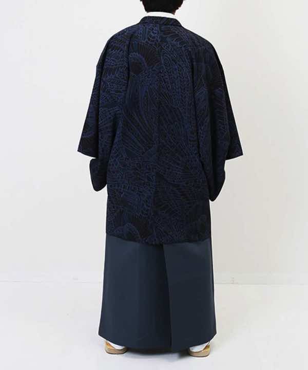 男性用 羽織袴レンタル | ネイビーの羽模様羽織 | hataori(ハタオリ)