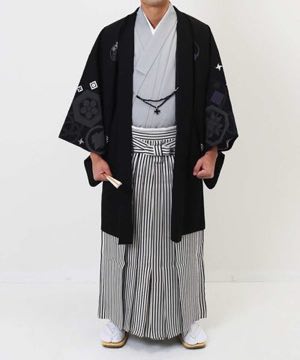 男性用 羽織袴 | 黒の多種紋様羽織